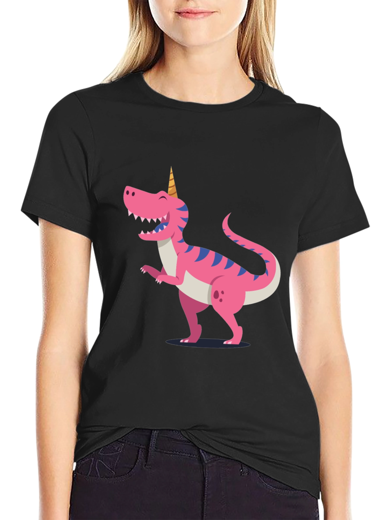 Dino-Unicorn T-Shirt - Black Cotton Tee