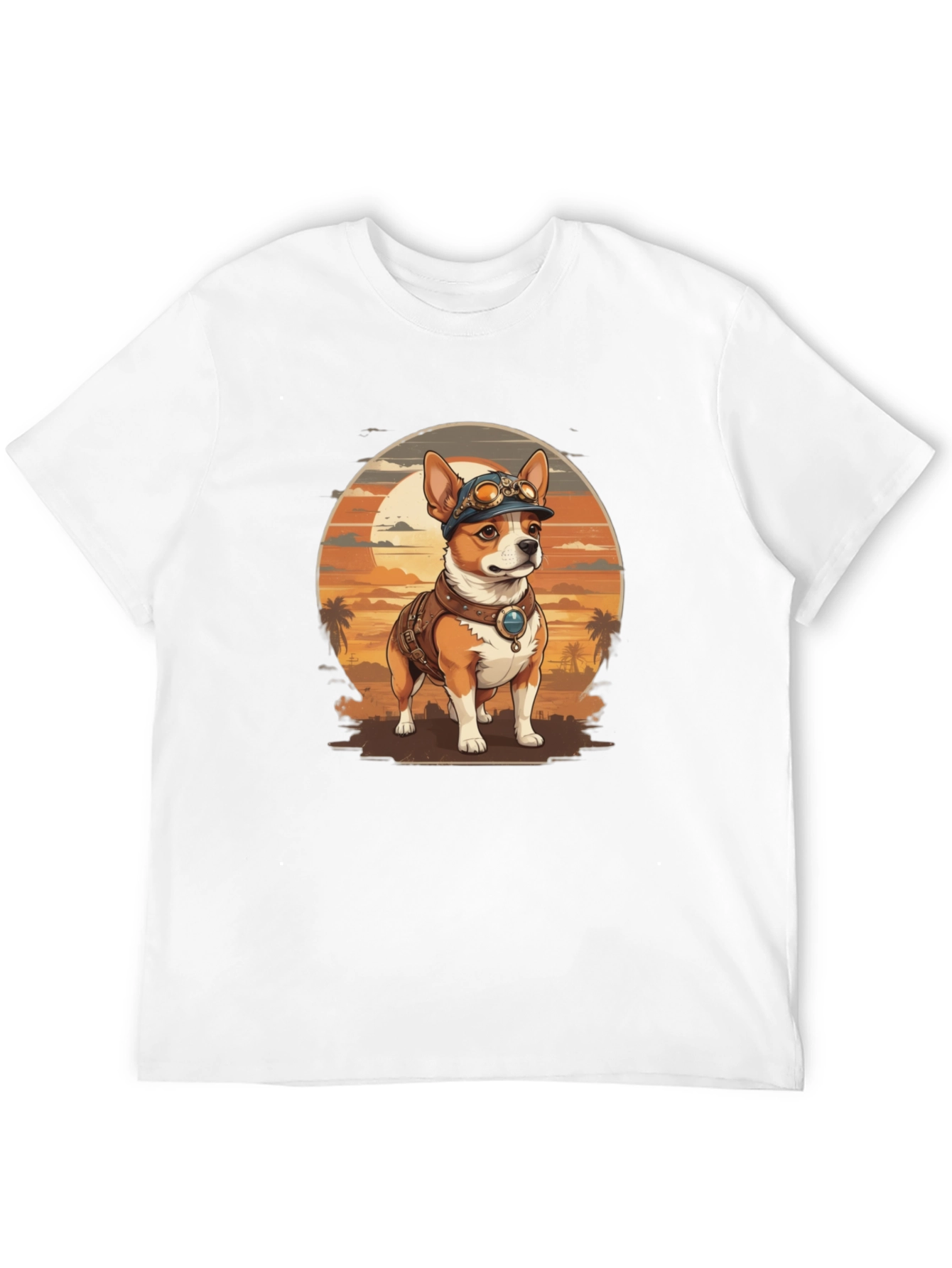 Steampunk Dog Graphic Tee - Retro Canine T-Shirt
