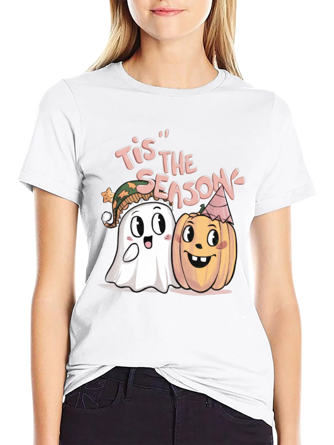 Tis the Season Halloween Ghost & Pumpkin T-Shirt
