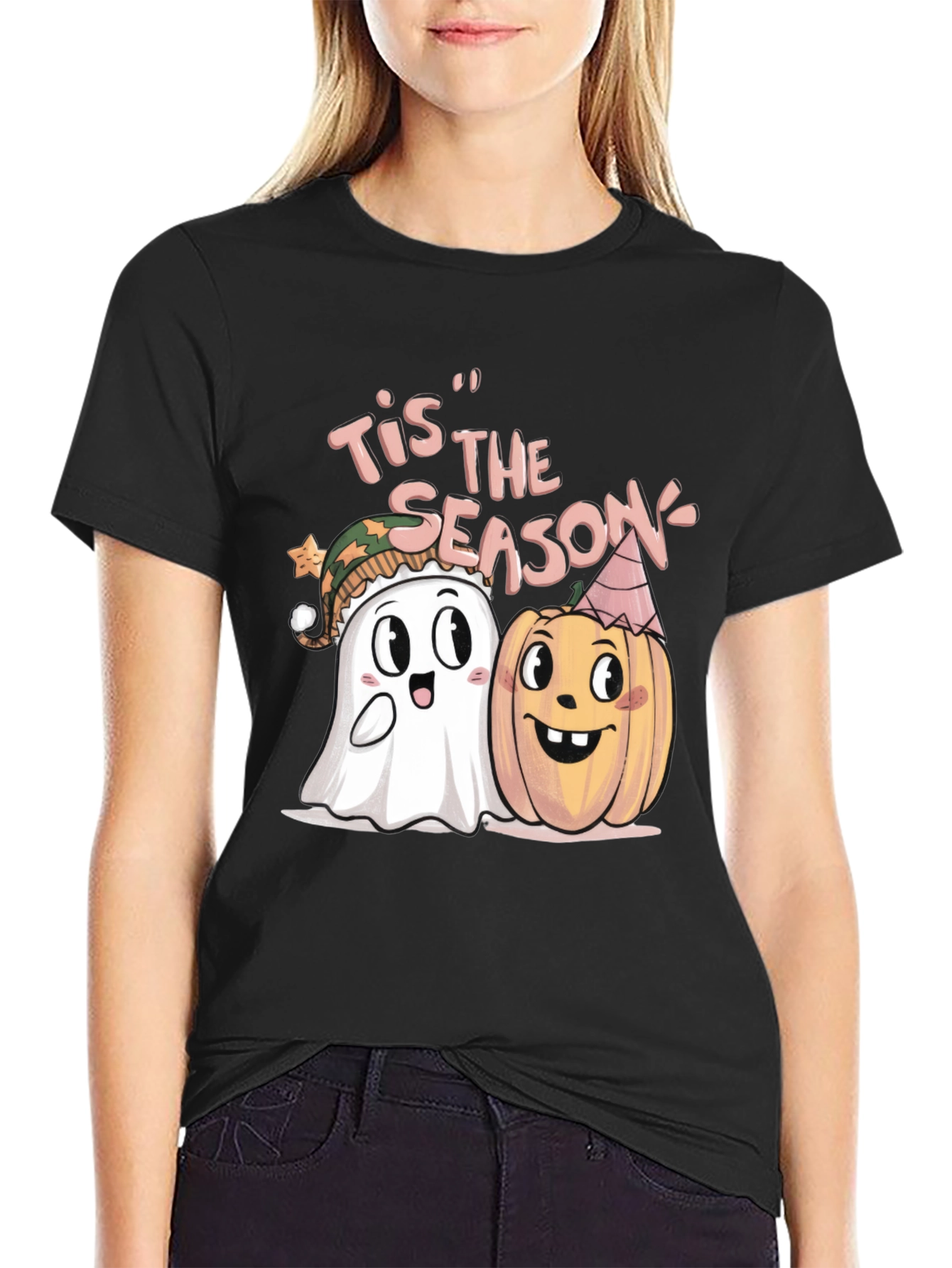 Tis the Season Halloween Ghost & Pumpkin T-Shirt