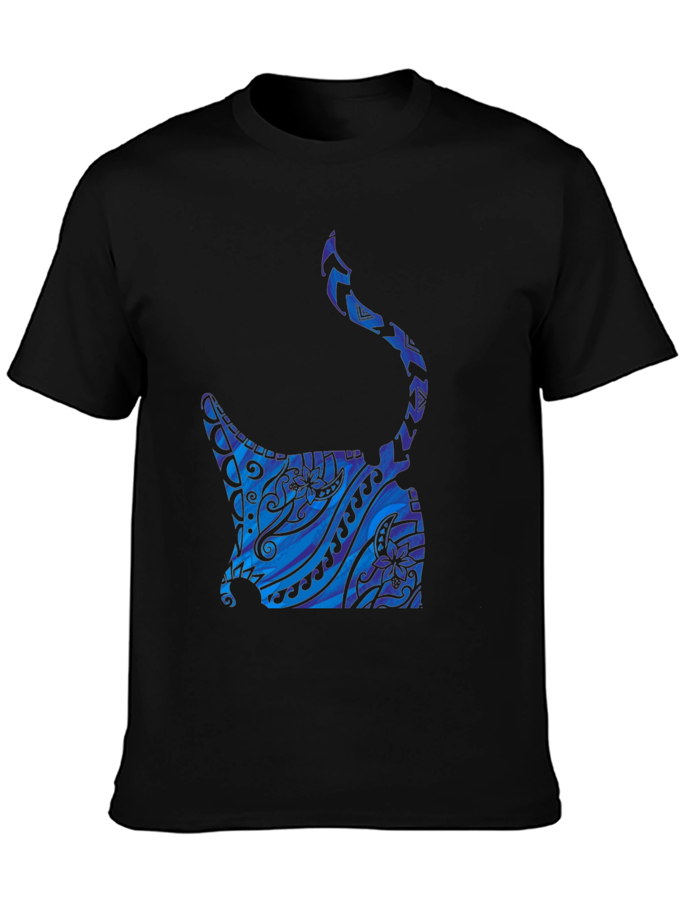 Tribal Manta Ray Graphic Tee - Black T-Shirt