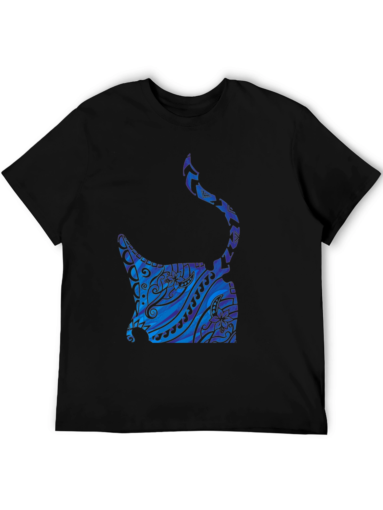 Tribal Manta Ray Graphic Tee - Black T-Shirt