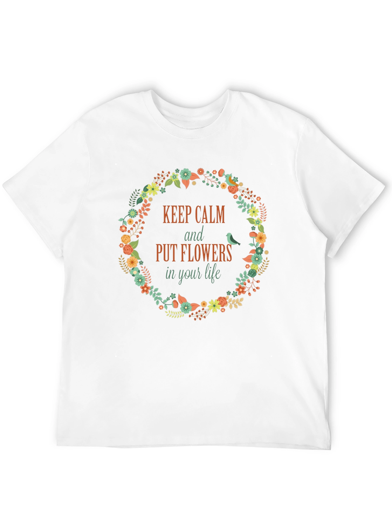 Keep Calm Flowers T-Shirt - Stylish Graphic Tee