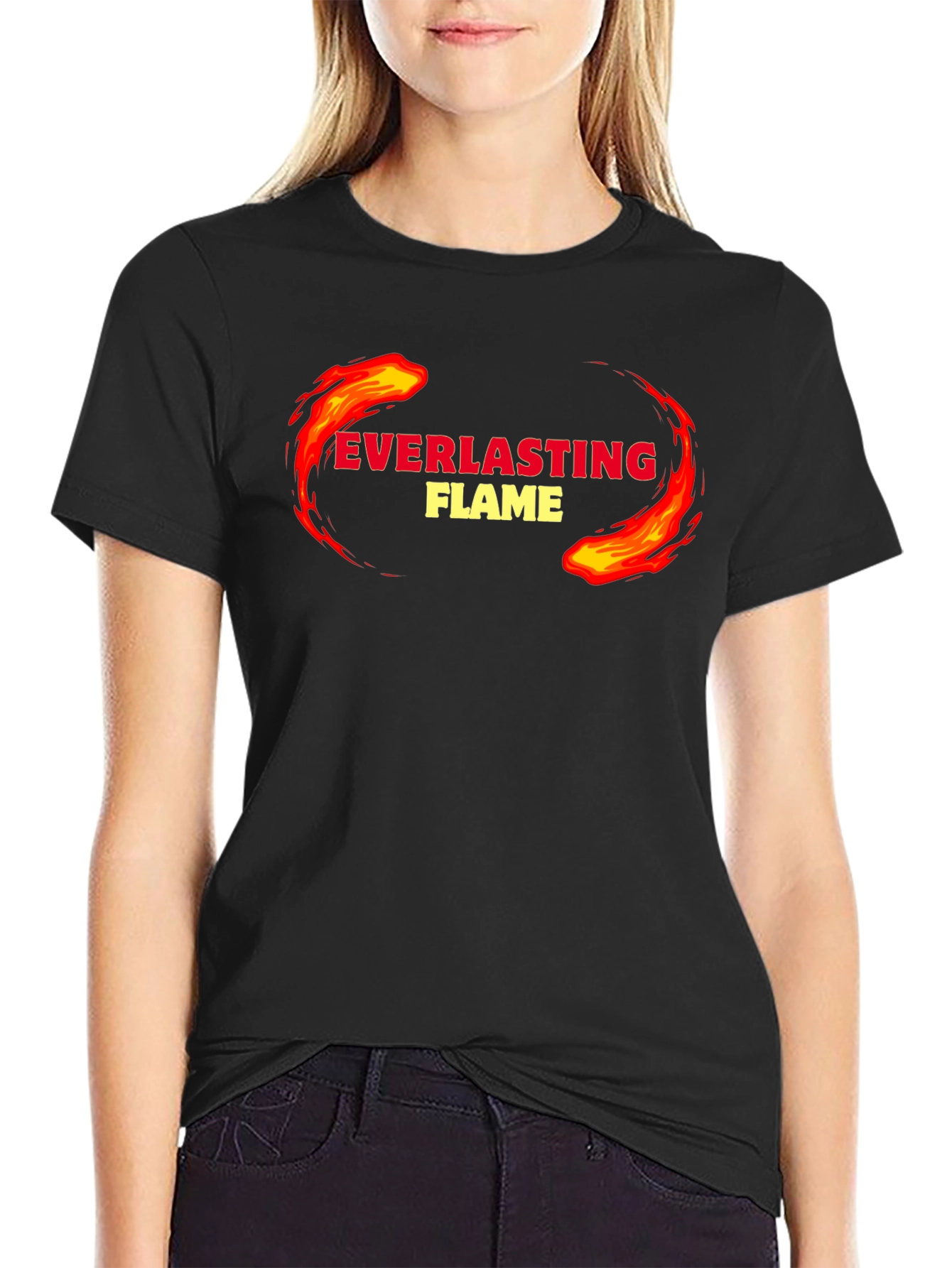 Everlasting Flame Graphic Tee - Black Cotton