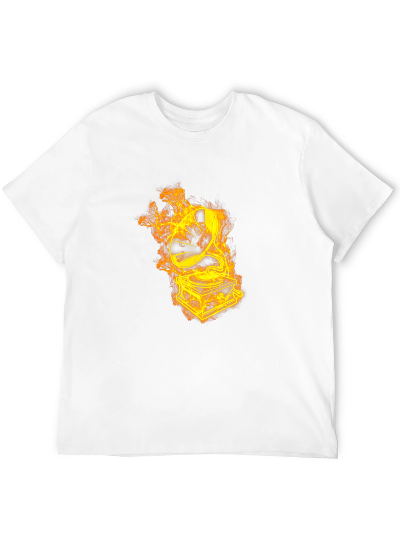 Flaming Turntable Graphic T-Shirt - Black