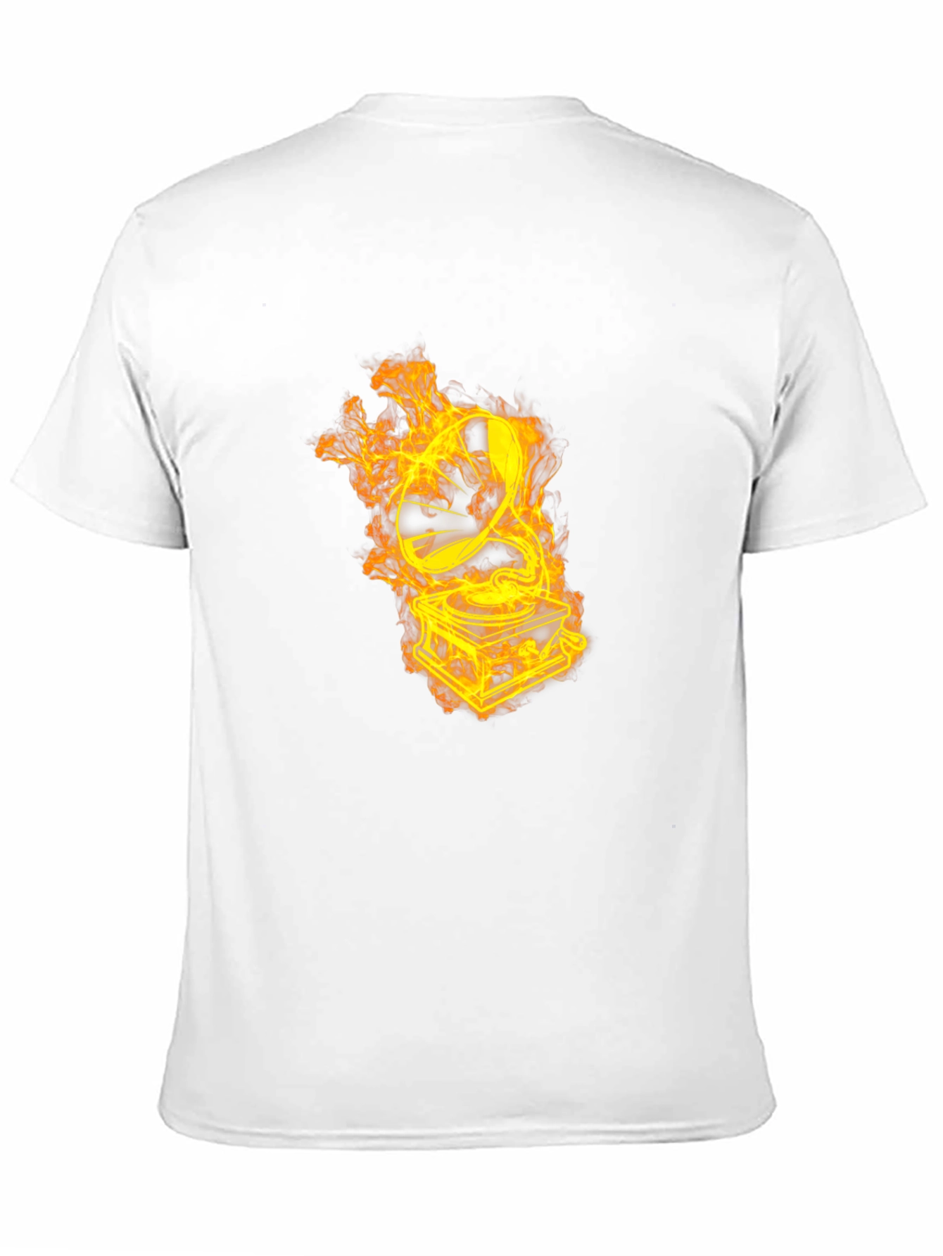 Flaming Turntable Graphic T-Shirt - Black