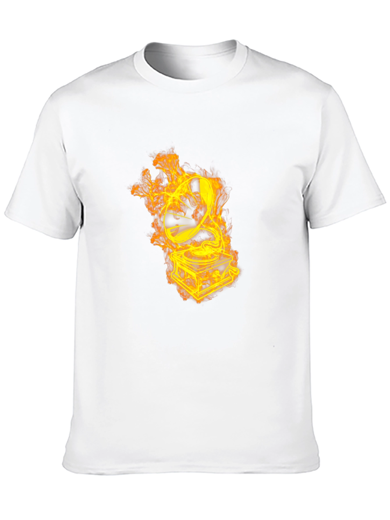 Flaming Turntable Graphic T-Shirt - Black