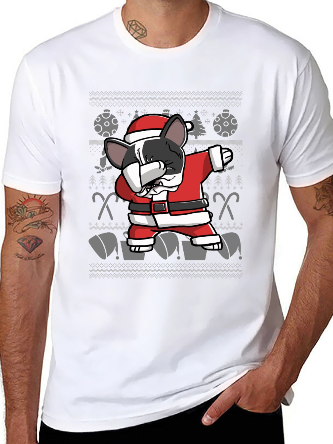 Dabbing Santa Dog Christmas Ugly Sweater T-Shirt