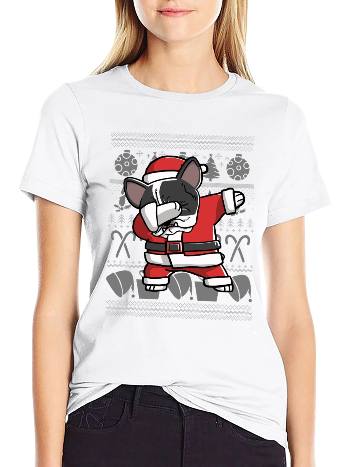 Dabbing Santa Dog Christmas Ugly Sweater T-Shirt