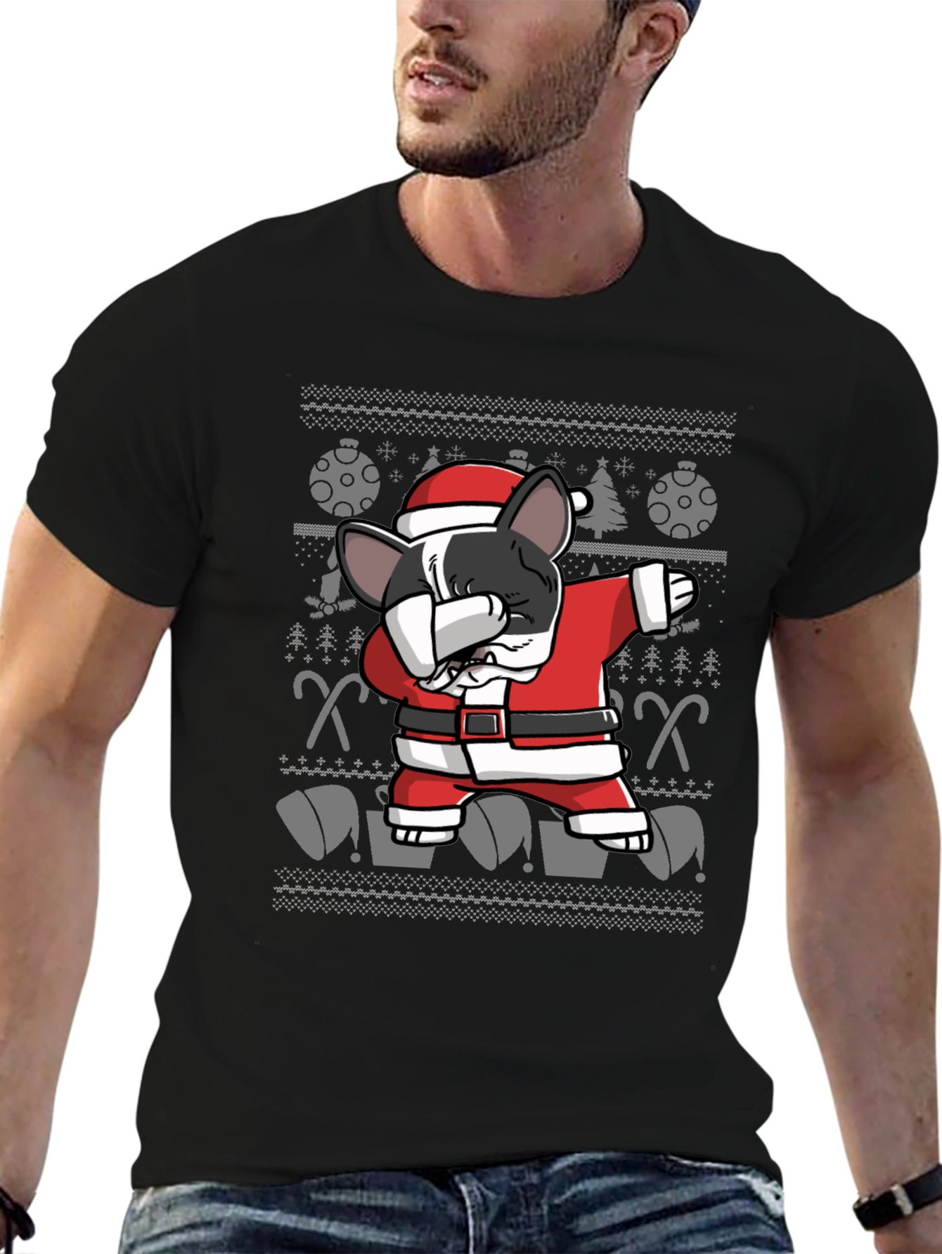 Dabbing Santa Dog Christmas Ugly Sweater T-Shirt