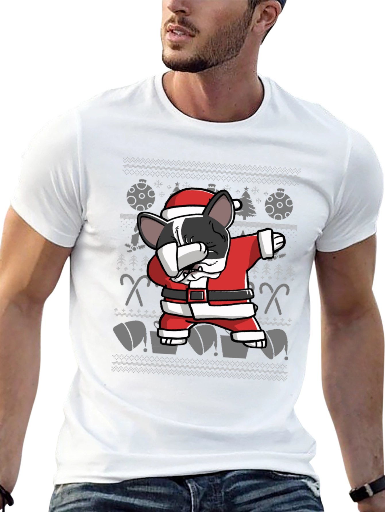 Dabbing Santa Dog Christmas Ugly Sweater T-Shirt
