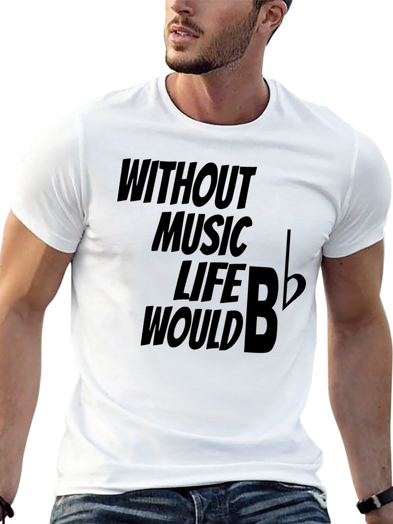 Without Music Life Would B Flat Funny Musician T-Shirt