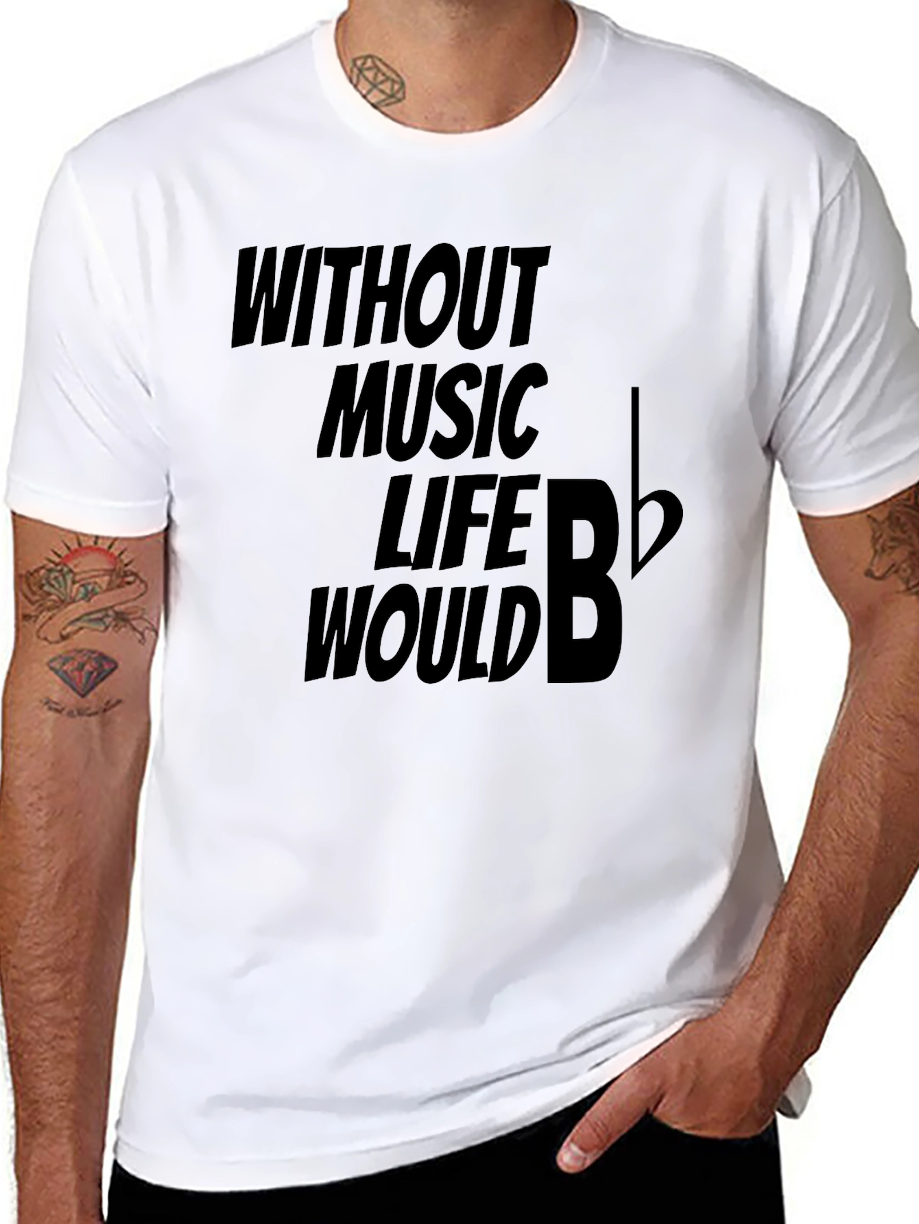 Without Music Life Would B Flat Funny Musician T-Shirt