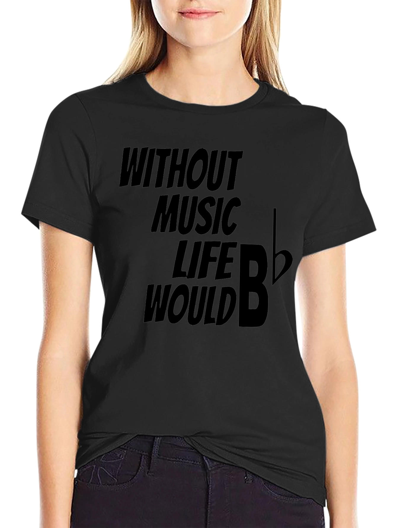 Without Music Life Would B Flat Funny Musician T-Shirt