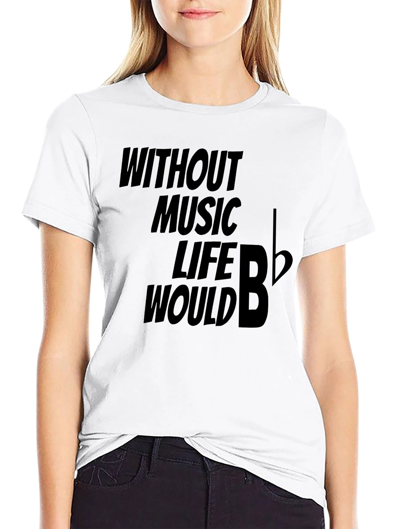 Without Music Life Would B Flat Funny Musician T-Shirt