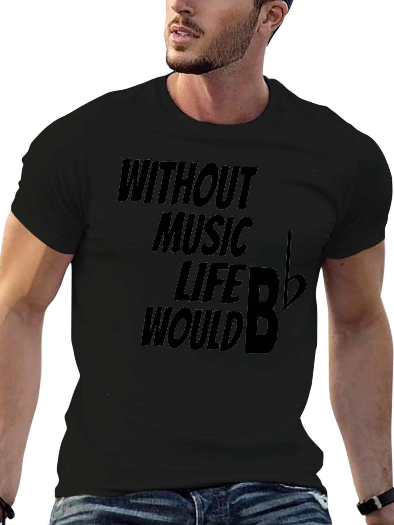 Without Music Life Would B Flat Funny Musician T-Shirt