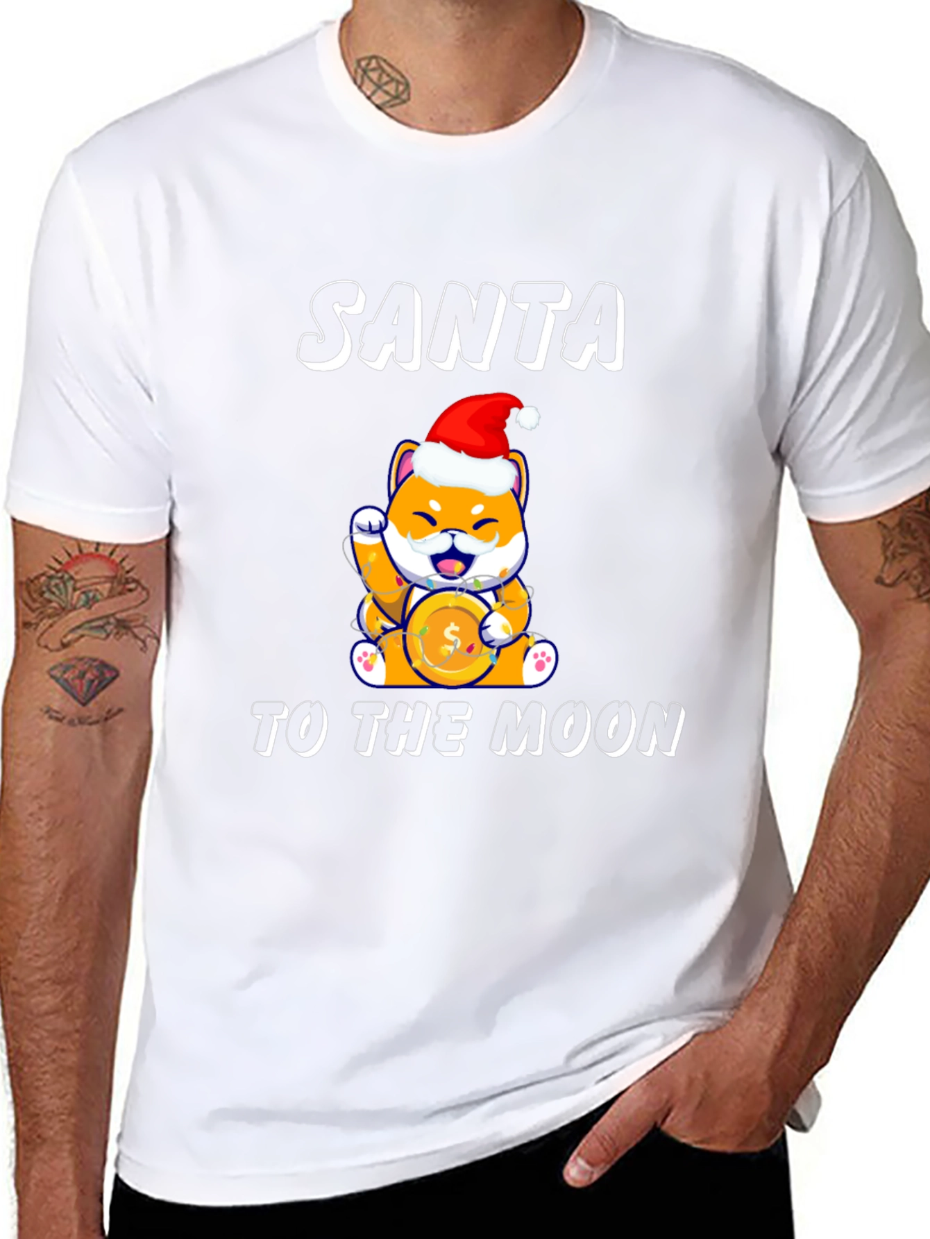 Santa Shiba Inu Doge To The Moon T-Shirt