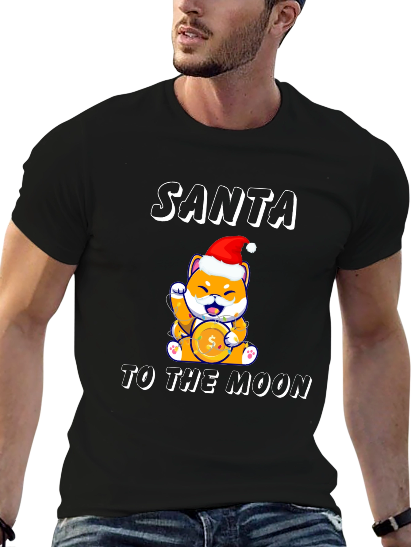 Santa Shiba Inu Doge To The Moon T-Shirt