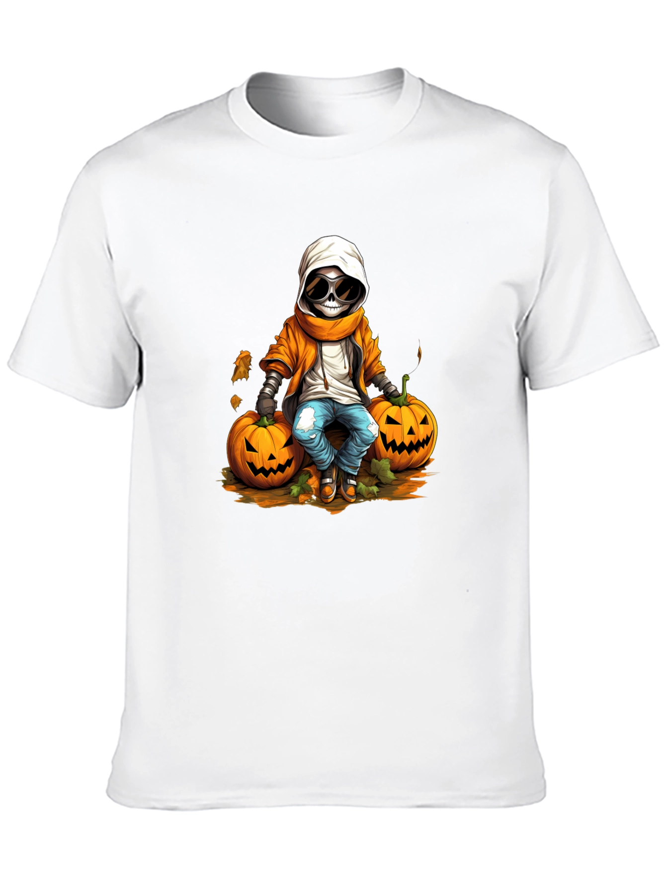 Halloween Skeleton Pumpkin Graphic Tee