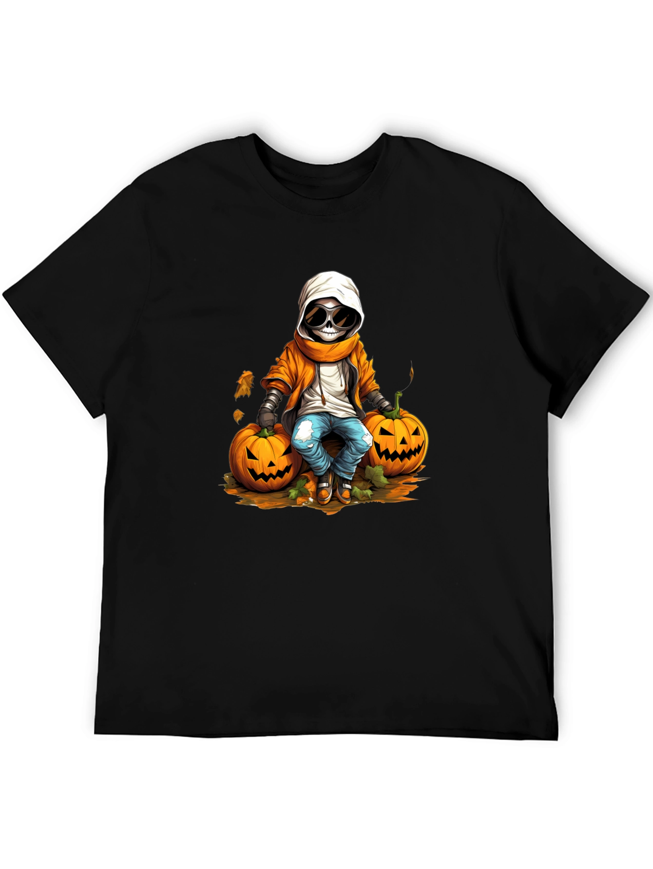 Halloween Skeleton Pumpkin Graphic Tee