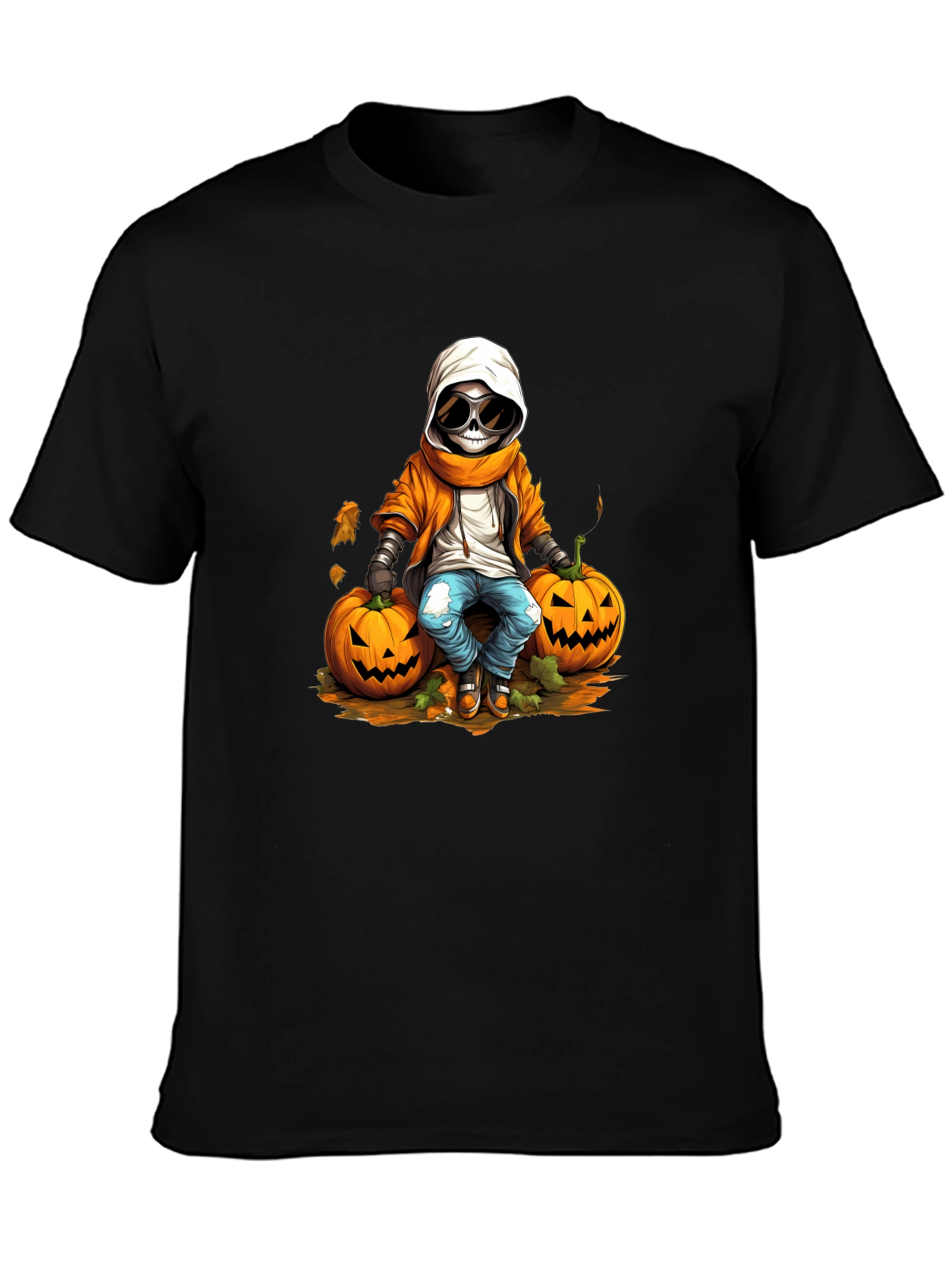 Halloween Skeleton Pumpkin Graphic Tee