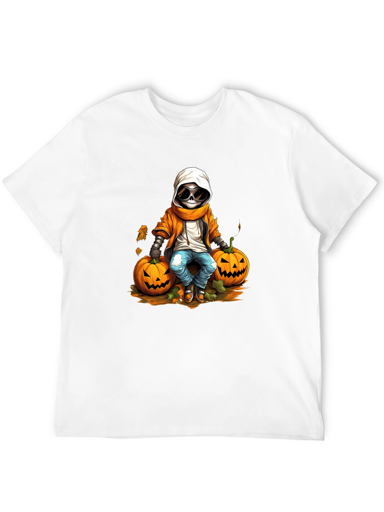 Halloween Skeleton Pumpkin Graphic Tee