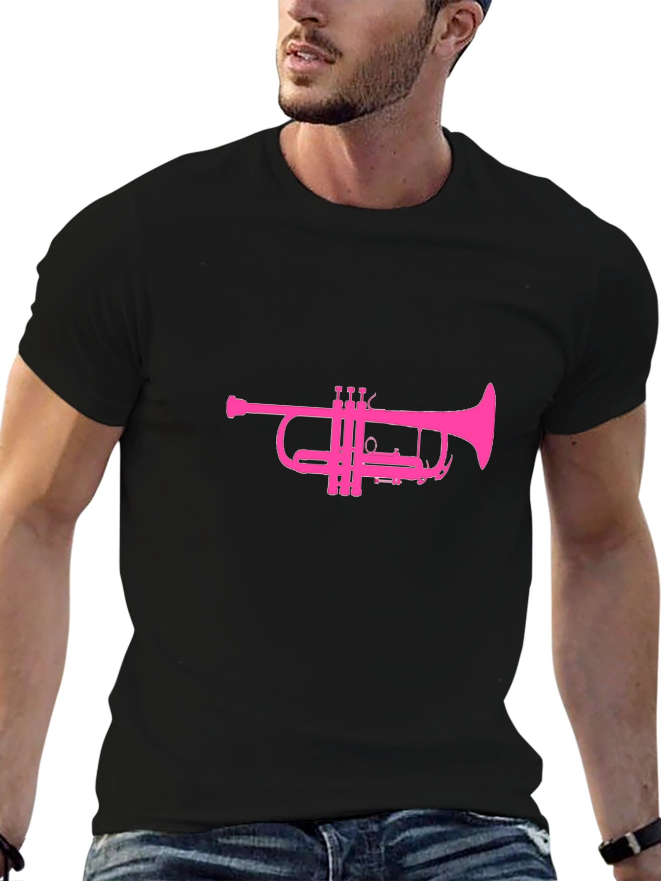 Trumpet Graphic T-Shirt - Black Cotton Tee