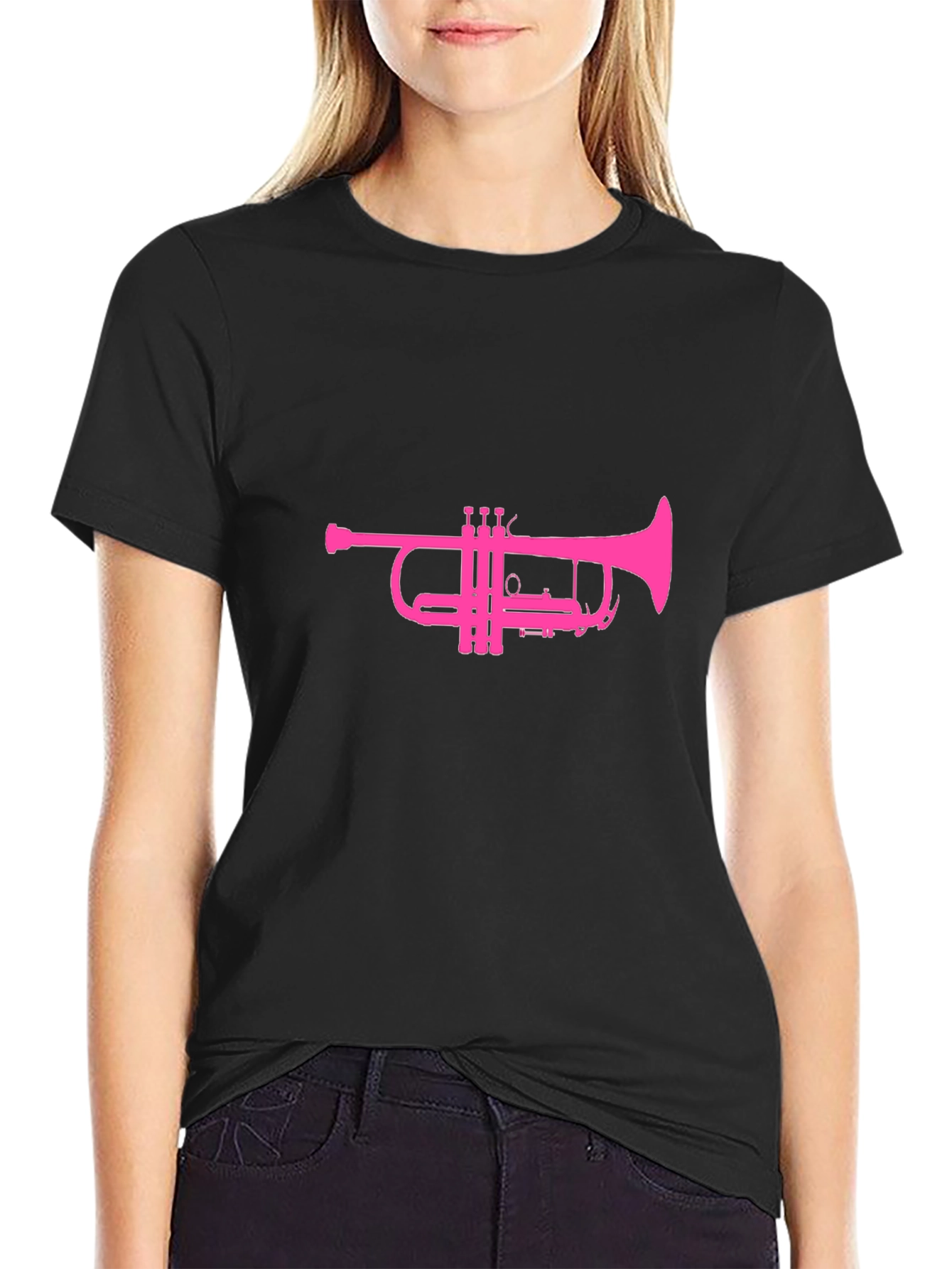 Trumpet Graphic T-Shirt - Black Cotton Tee