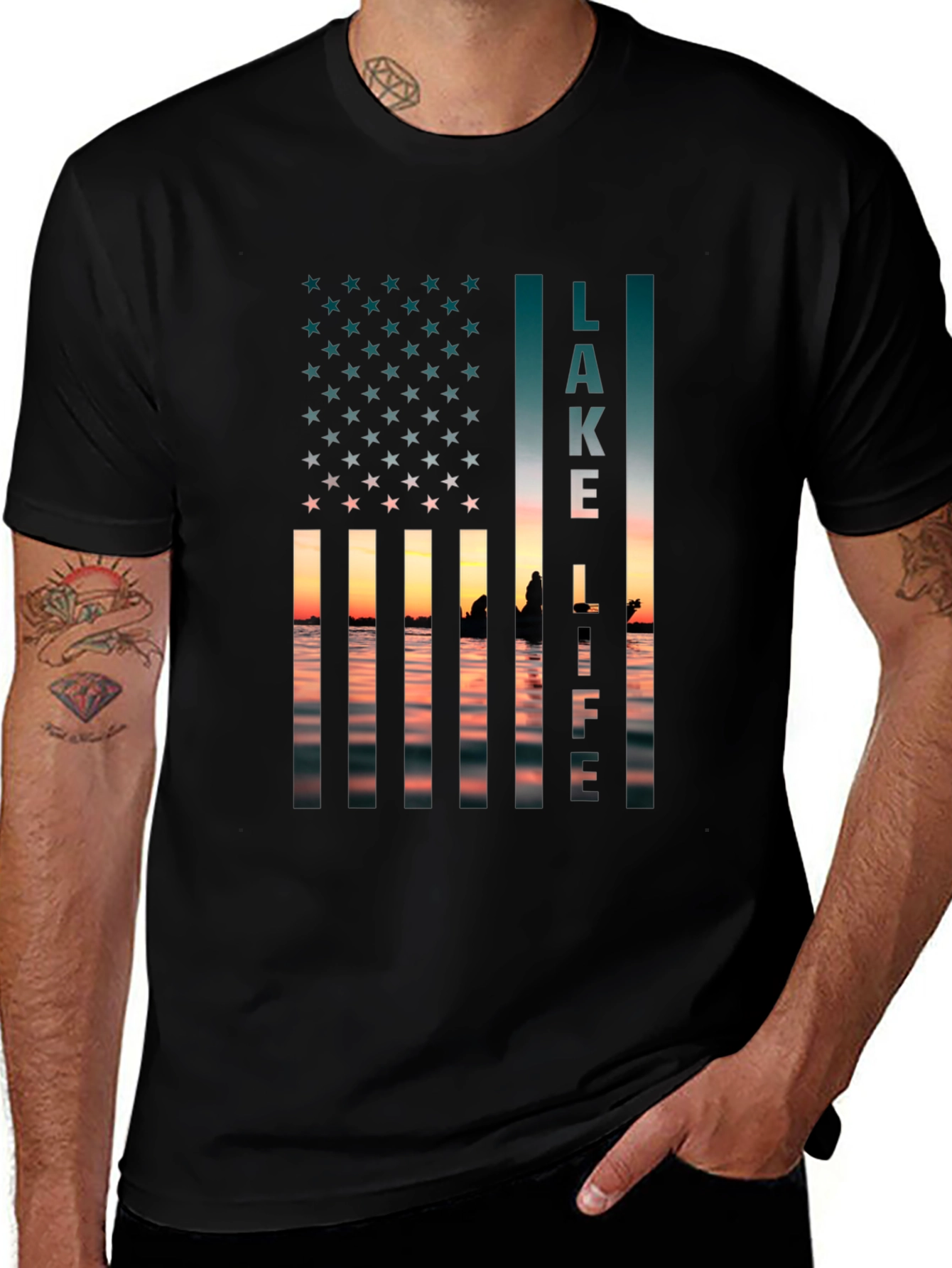 Lake Life USA Flag Graphic T-Shirt