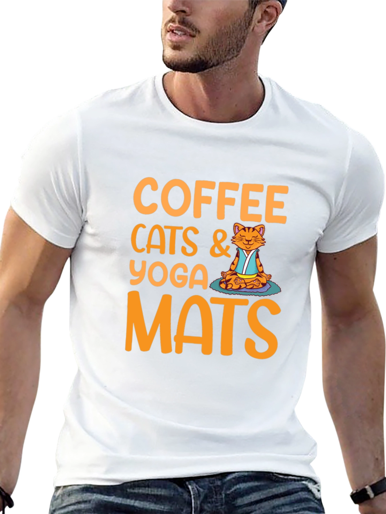 Coffee Cats Yoga Mats Graphic T-Shirt