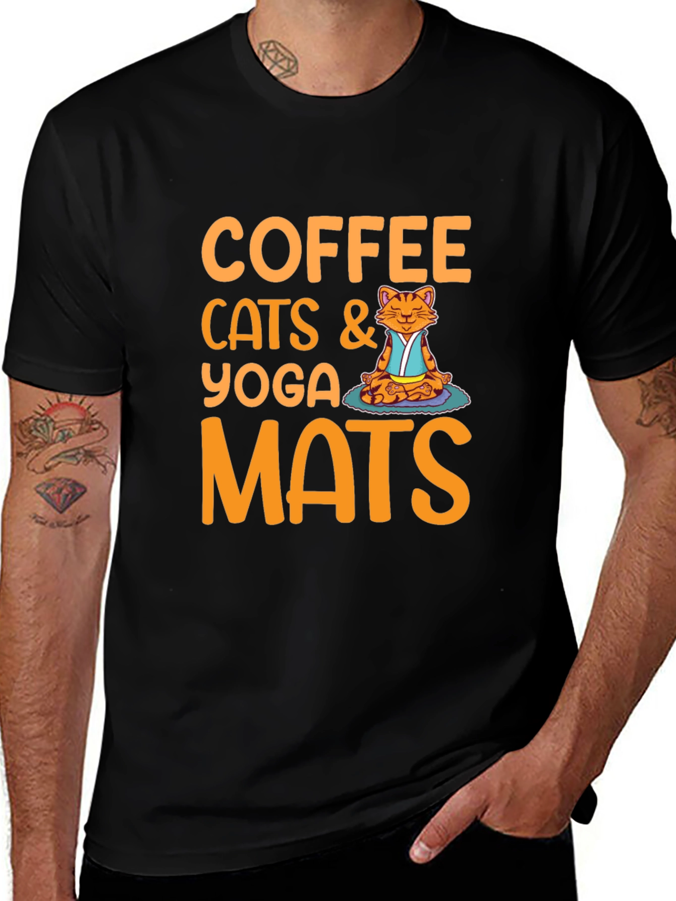 Coffee Cats Yoga Mats Graphic T-Shirt