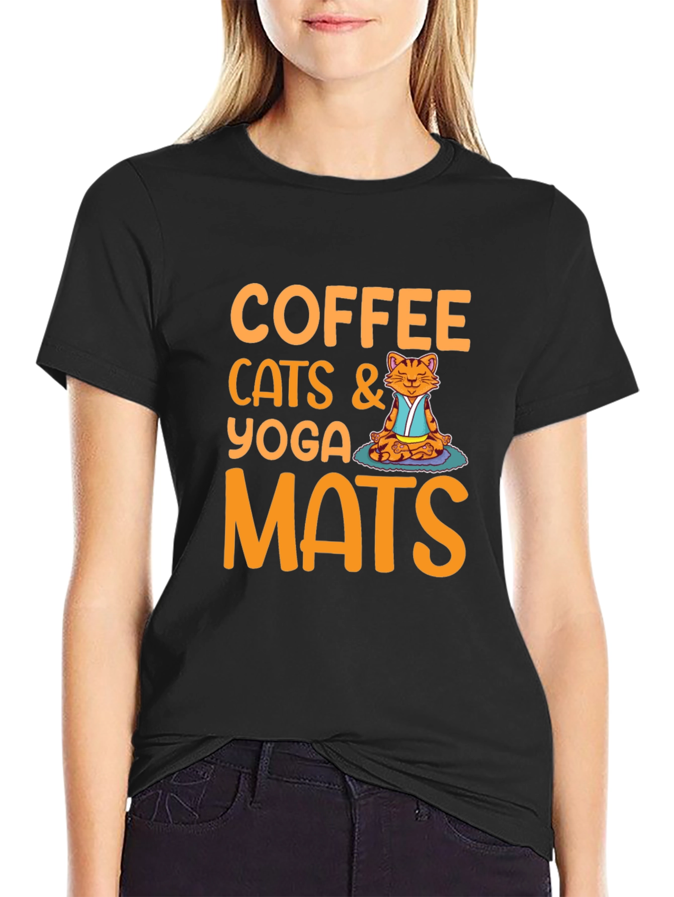 Coffee Cats Yoga Mats Graphic T-Shirt