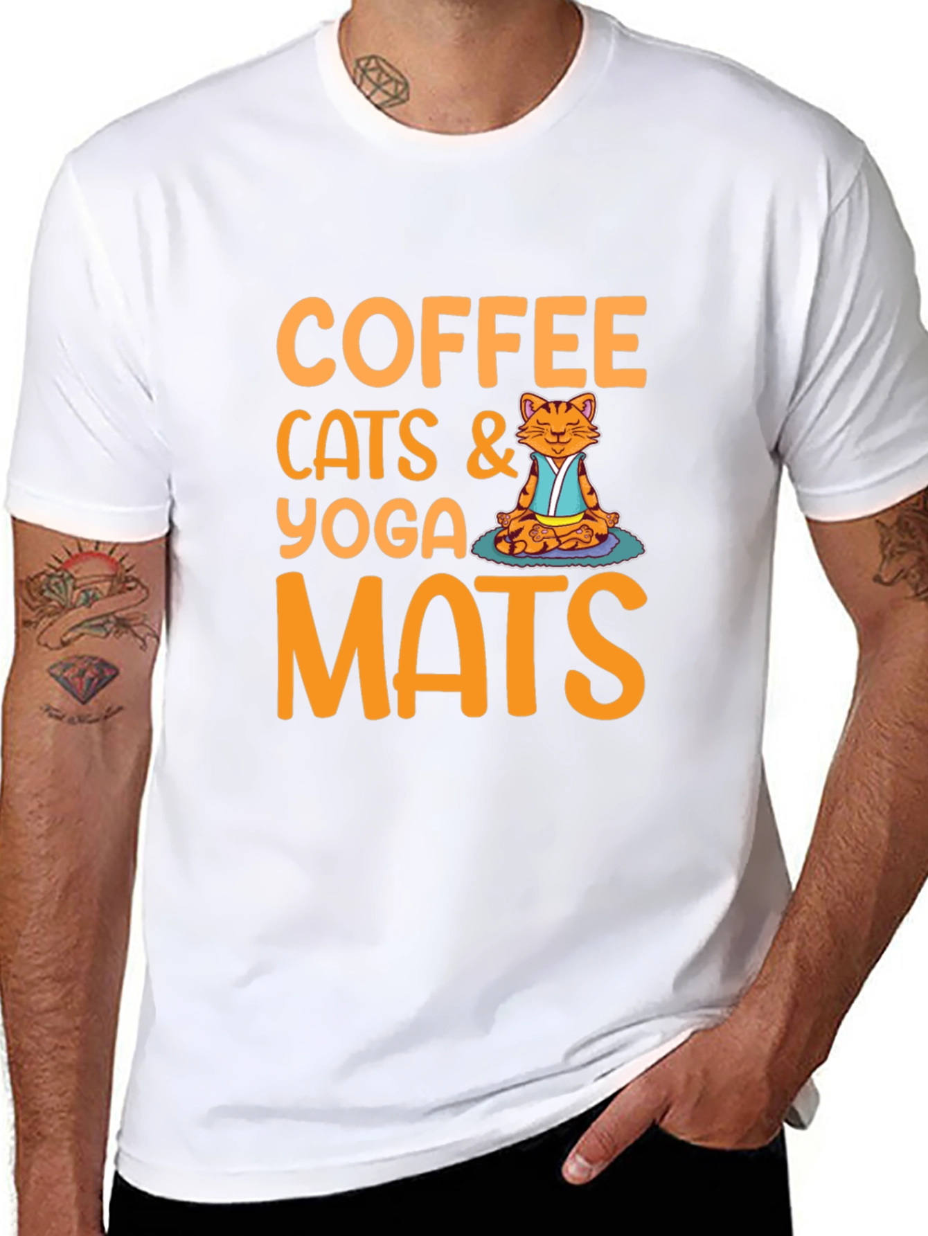 Coffee Cats Yoga Mats Graphic T-Shirt