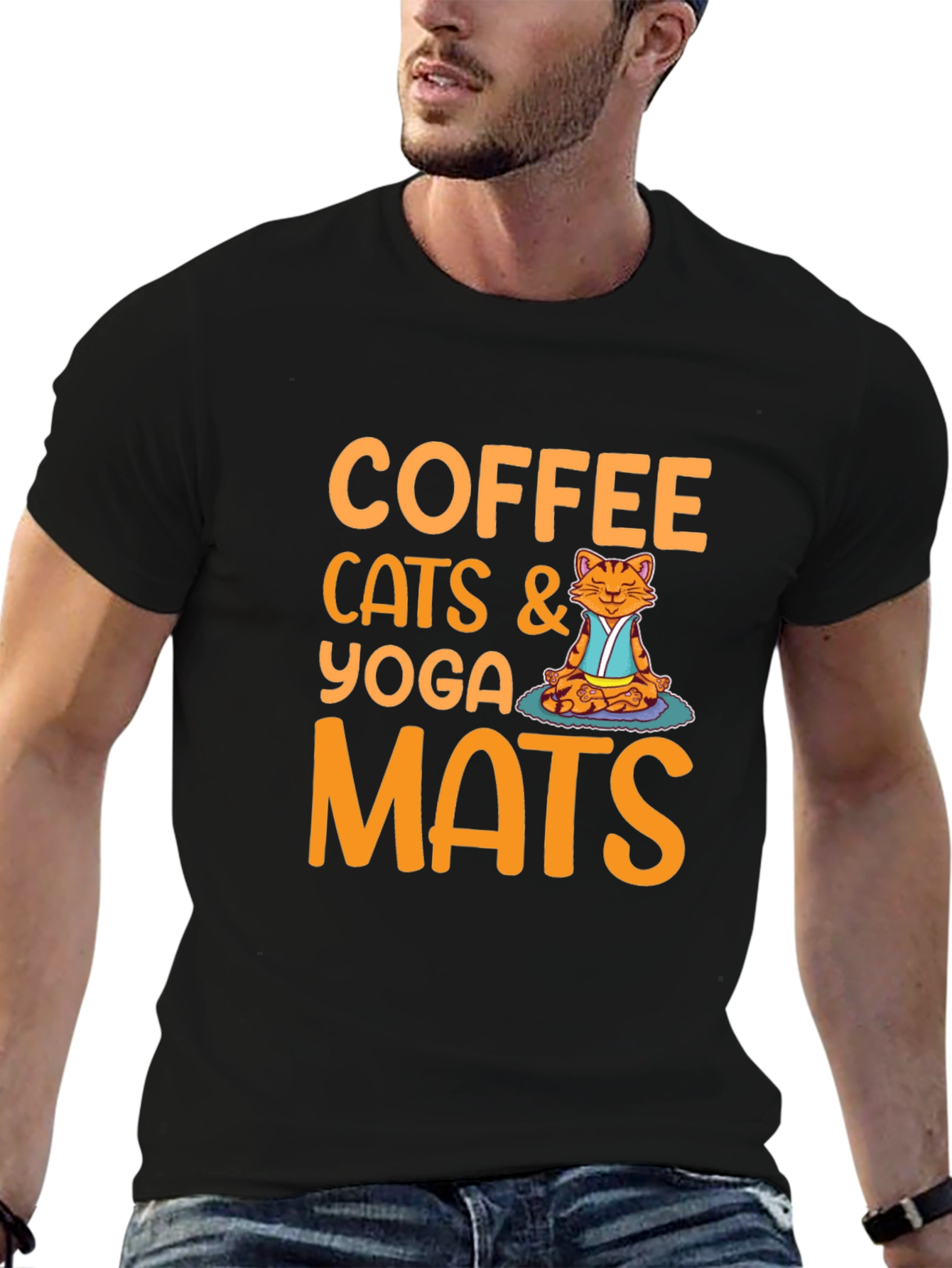 Coffee Cats Yoga Mats Graphic T-Shirt