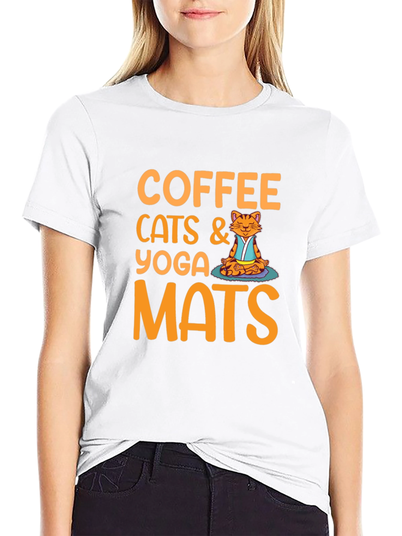 Coffee Cats Yoga Mats Graphic T-Shirt