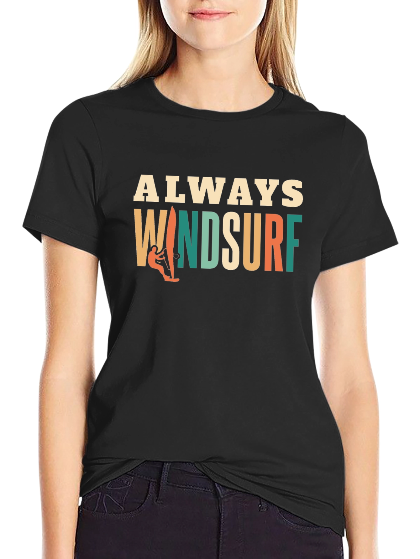 Always Windsurf Graphic Tee - Black Cotton T-Shirt