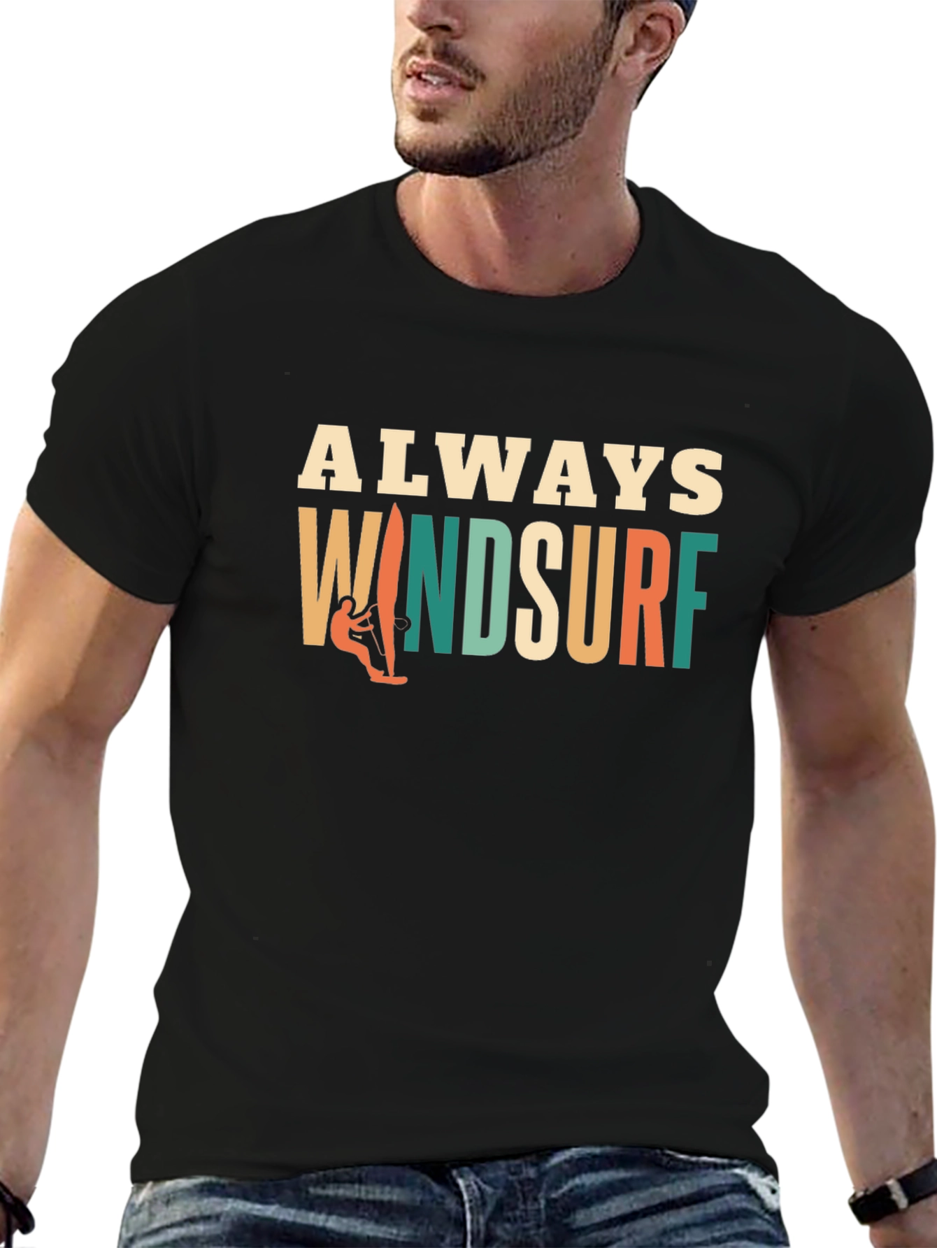 Always Windsurf Graphic Tee - Black Cotton T-Shirt