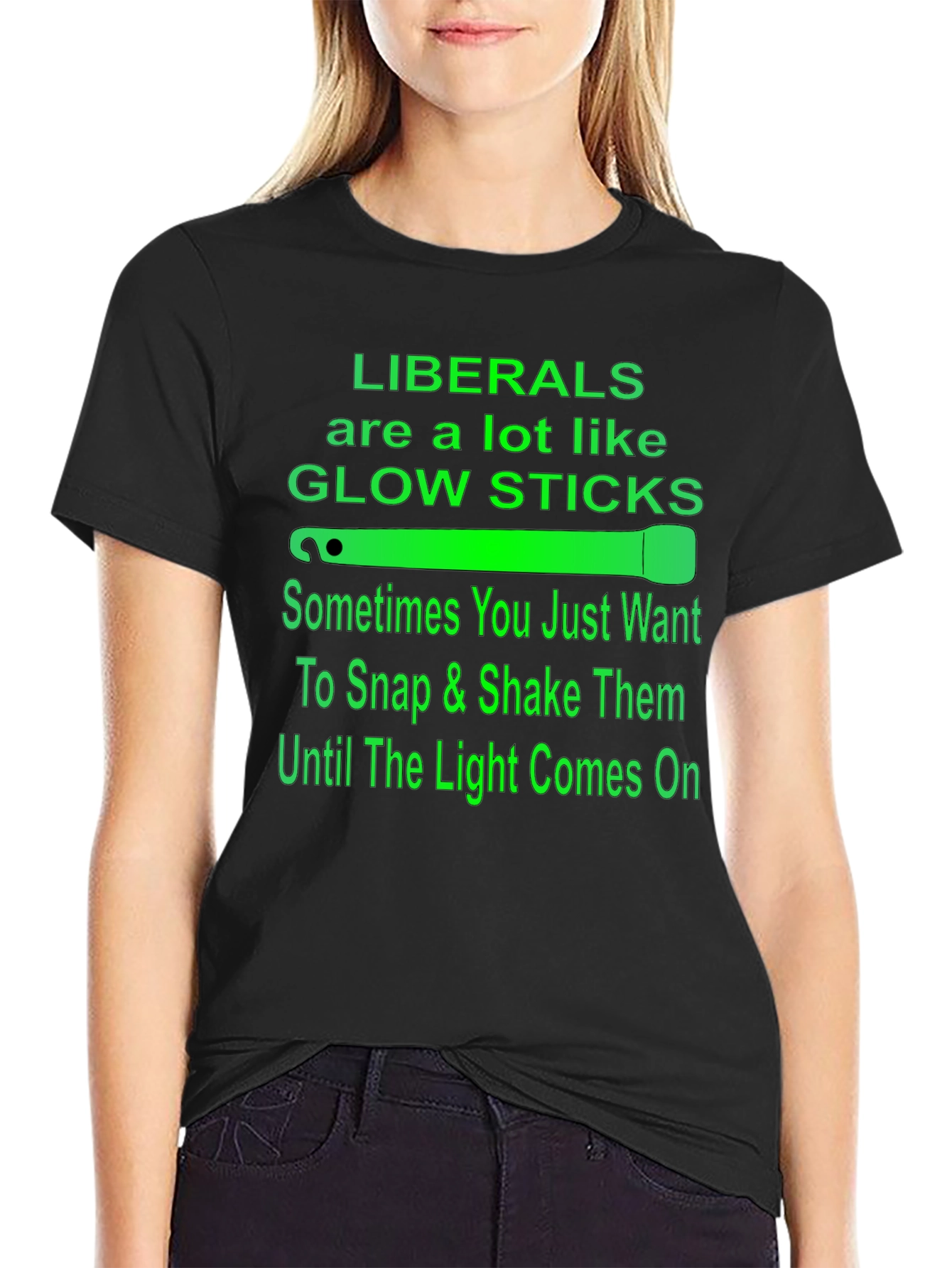 Liberals Glow Sticks Black Graphic T-Shirt