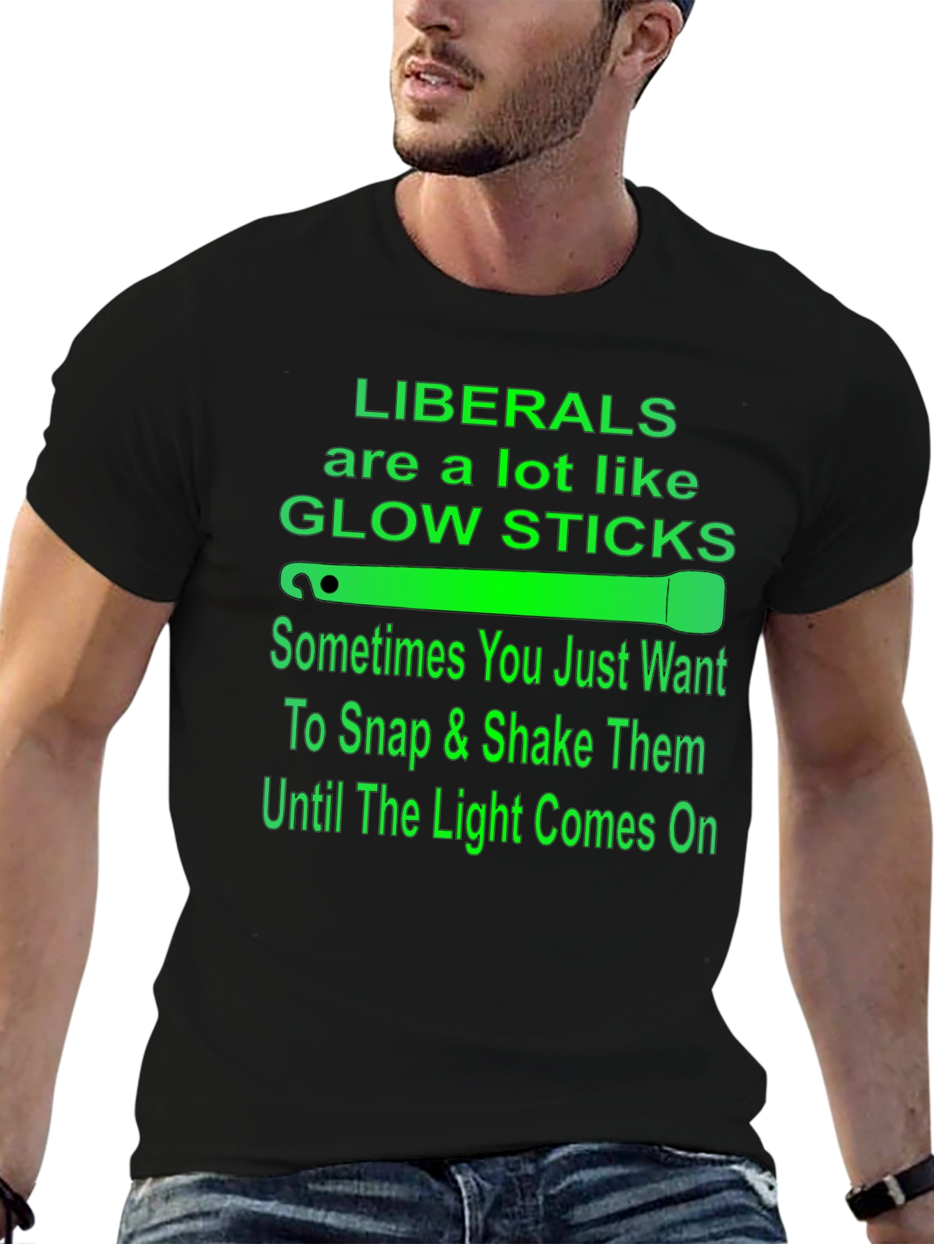 Liberals Glow Sticks Black Graphic T-Shirt