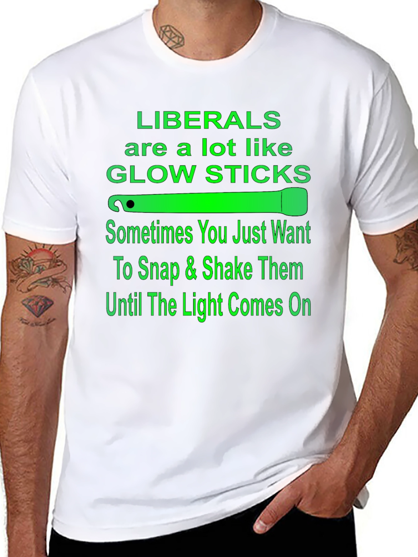 Liberals Glow Sticks Black Graphic T-Shirt