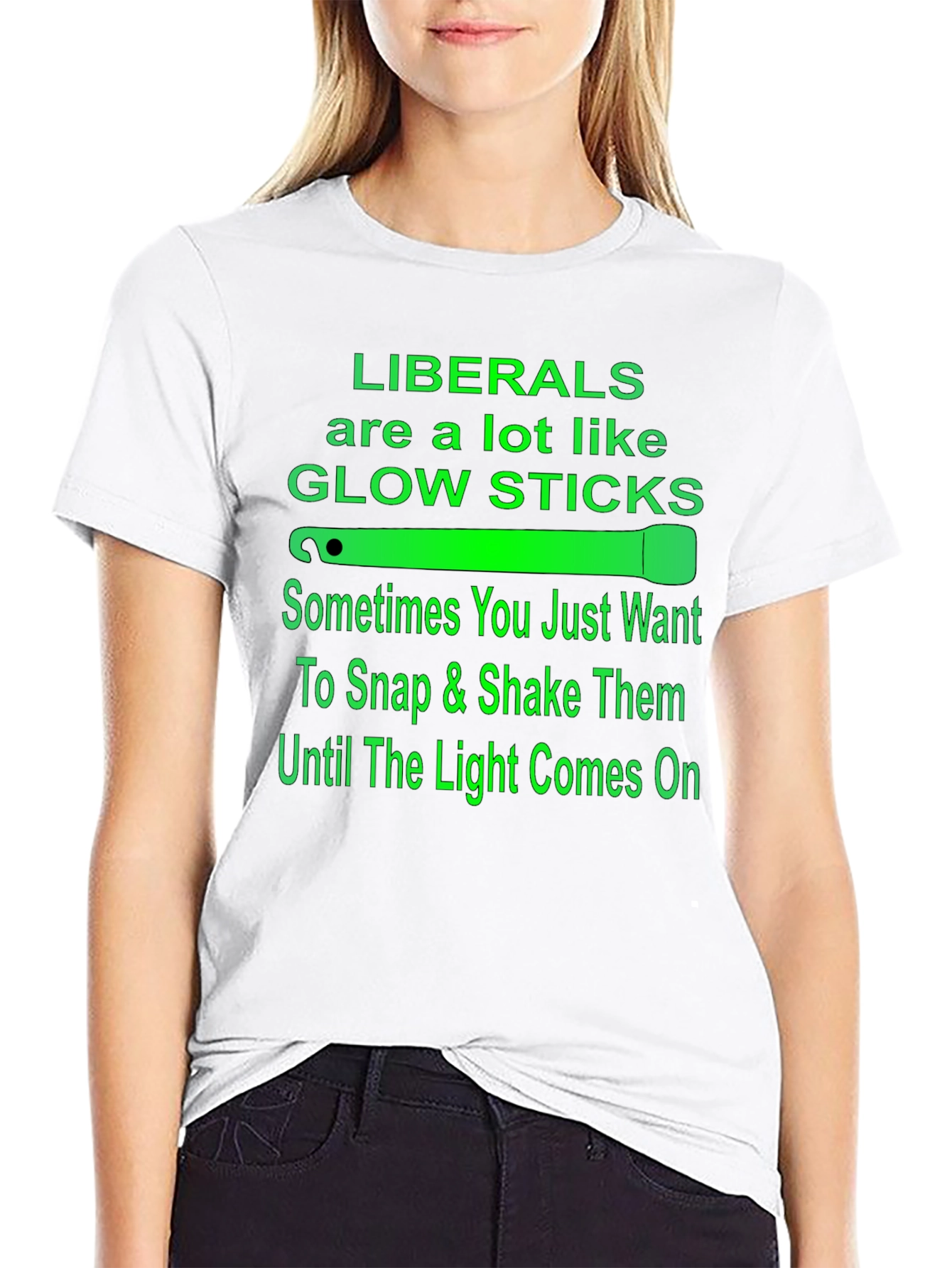 Liberals Glow Sticks Black Graphic T-Shirt