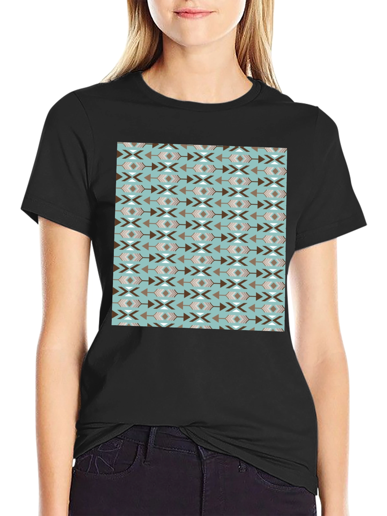 Aztec Pattern Black Tee