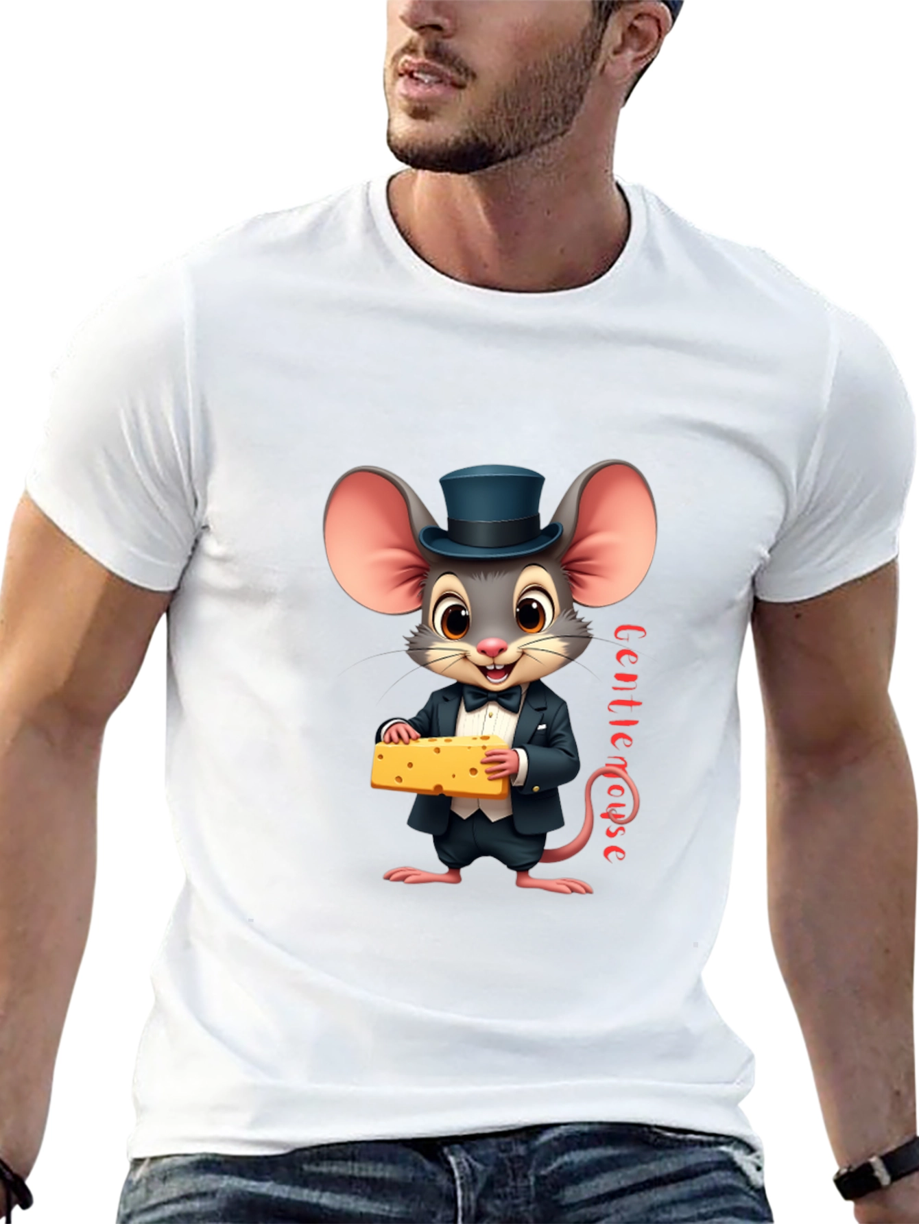 Gentle Mouse Cheese T-Shirt - Funny Cartoon Tee