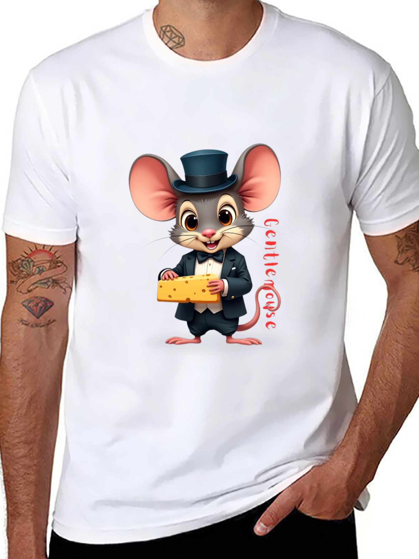 Gentle Mouse Cheese T-Shirt - Funny Cartoon Tee