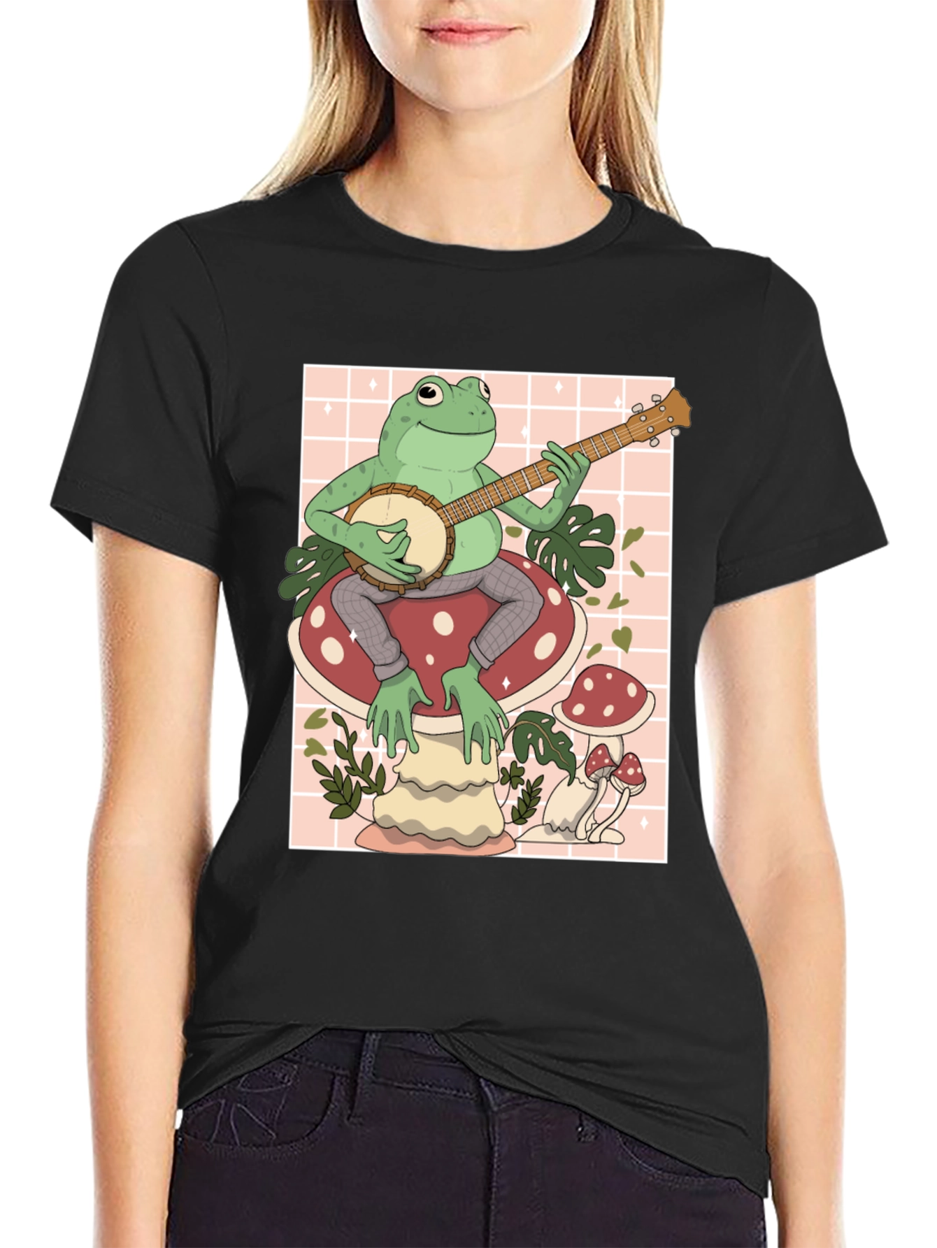 Frog Banjo Player Graphic T-Shirt