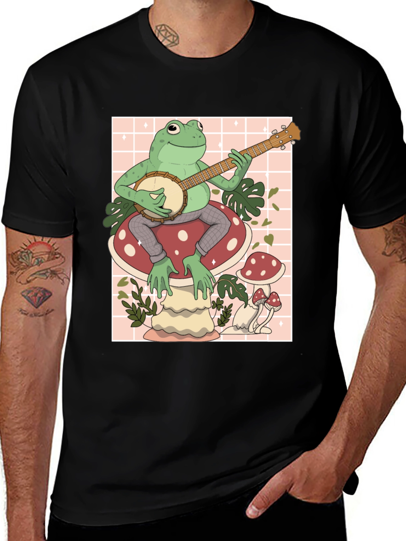 Frog Banjo Player Graphic T-Shirt