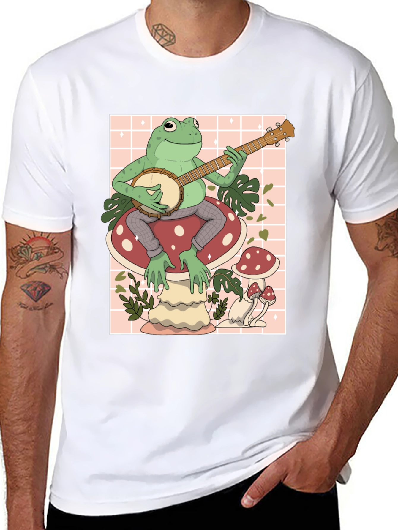 Frog Banjo Player Graphic T-Shirt