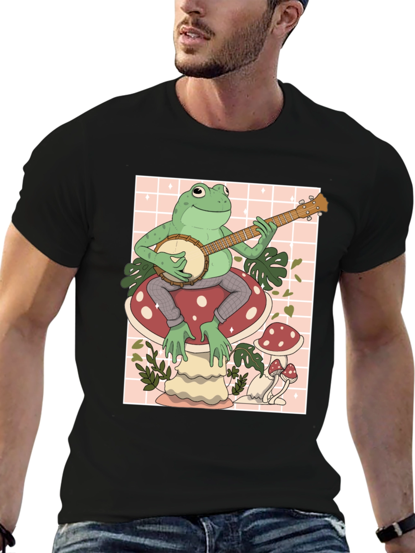 Frog Banjo Player Graphic T-Shirt