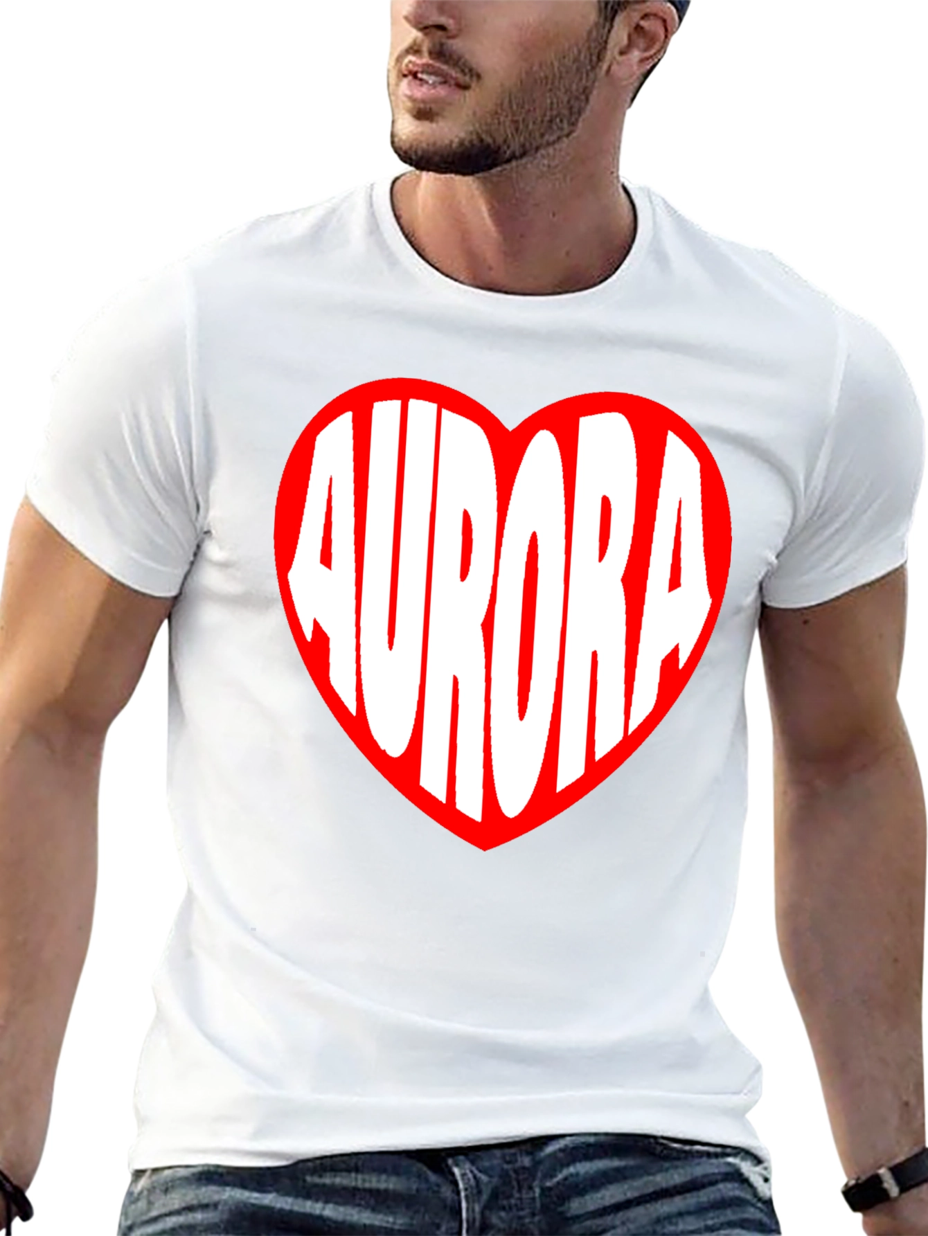 Aurora Heart Graphic Tee - Black Cotton T-Shirt