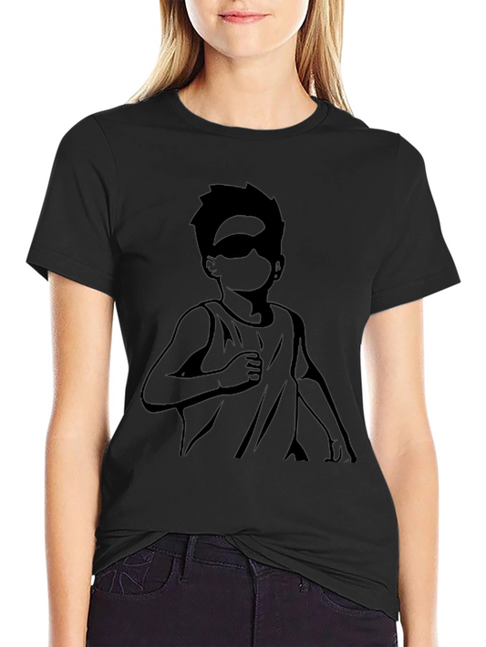 Black T-Shirt with Boy Silhouette Graphic